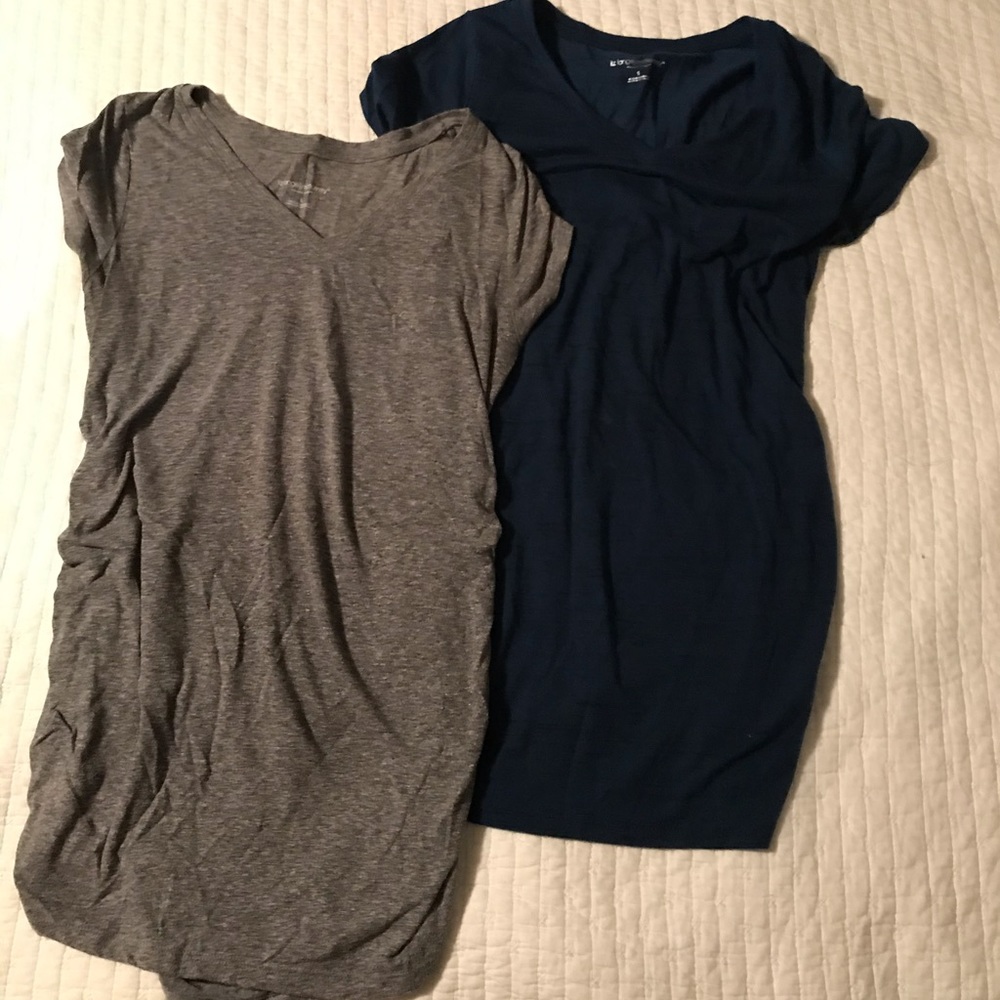2 maternity shirts grey and blue